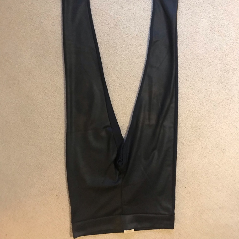 Black Mimic Leather Block Leggings